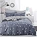 Nanko Queen Duvet Cover Set 3pc, 90x90 Geometric Triangle Soft Cool Microfiber Bedding Covers Set (1 Double Cover + 2 Pillowcase) with Zip, Tie - Modern Style Quilt Cover for Men, Blue Grey