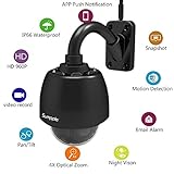 Sumpple PTZ Outdoor 960P Wireless WiFi Network IP Video Dome Camera 4X Optical Zoom Motion Sensor Activated Built-in 32G SD Card Waterproof Night Vision Up to 98ft, View Video on iOS, Android or PC
