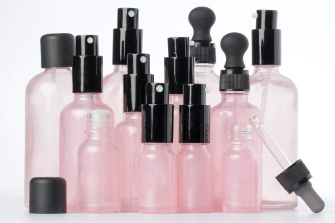 1PC Pink Glass Essential Oils Dropper Bottles Container For Eye Drop Dropping (100ML /3.4oz): Beauty