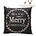 Sandistore Vintage Christmas Letter Sofa Bed Home Decoration Festival Pillow Case Cushion Cover (black)