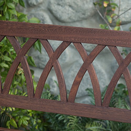 Classically Curved 4 ft. Porch Swing Crafted From Eucalyptus Wood In Dark Brown Weather Resistant Finish