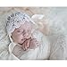 OULII Newborn Baby Girl Lace Silk Ribbon Adjustable Cap Hat Photo Props Favors (White)