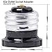 3 Prong Light Socket to Plug Adapter - E26 E27 Light Socket to Plug Adapter - Polarized Light Bulb Plug Adapter, 2/3 Prong Outlet Socket Splitter Convert for Garage Porch Camera (1, White)