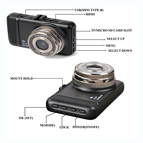 Dash Cam,Hliwoynes 3.0" Screen,150 Degree Wide Angle,Full HD 1080P, Car dashboard Camera, Vehicle On-dash Video Recorder Camcorder with G-Sensor, Loop Recording,Night Vision (Black)