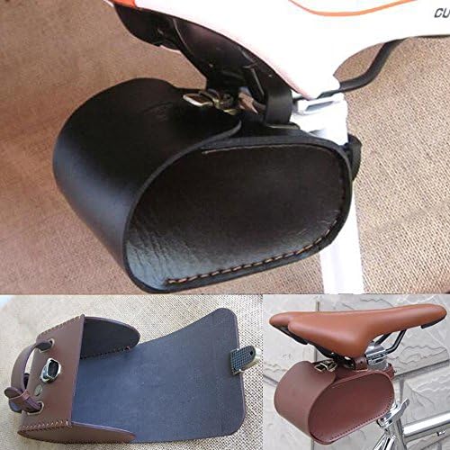 GOODKSSOP Cool Retro Bicycle Bag Under Seat Classical Mountain MTB Road Bike Leather Bag for Cell Phone Saddle Tail Rear Pouch Seat Storage Small Objects Box Cycling Case Carry Accessories