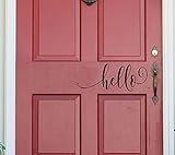 Black Hello Vinyl Front Door Decal - Hello Vinyl Decal for the Home or Business, 13.3