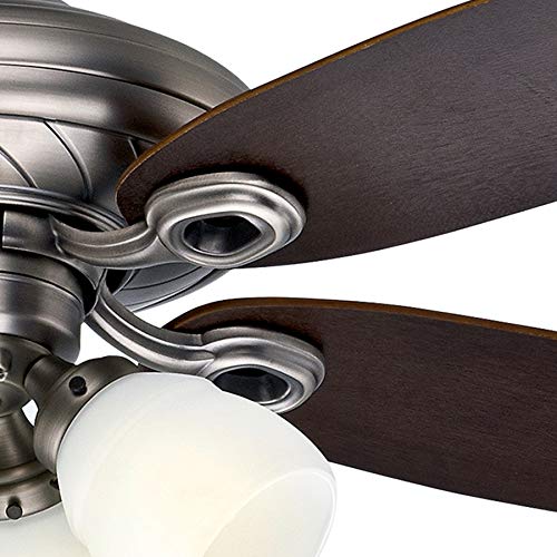 Casablanca Fan 52 inch Acadia Finish Ceiling Fan with 5 Dark Walnut/Smoked Walnut Reversible Veneer Blades (Certified Refurbished) (Antique Pewter)