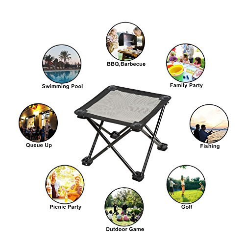 Pantete Folding Chairs Outdoor, Camping Stool Anti-UV & Anti-Freeze & Waterproof Ultralight Camping Chair Collapsible with Carrier Strap Bag, 12.6’’x12.6’’x11’’ (Textilene)
