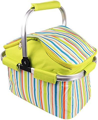 Preserve Food Basket - Collapsible Insulated Picnic Tote Drinks Cooler Bag Storage for Parties BBQs