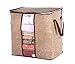 Janolia Clothes Storage Bag, Foldable Blanket Quilts Bag, Eco Friendly Bamboo Non-Woven Fabric (Brown)