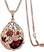 Calors Vitton Rose Gold Plated Flower Water Drop Crystal Long Chain Pendant Necklace
