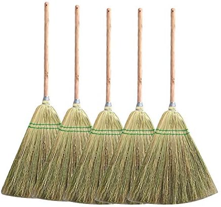 Yjfeng わらほうき床を掃く手作り耐摩耗性ロング木製ハンドル帯電防止伝統的な壁掛け式 丈夫な Color 格安 価格でご提供いたします X5 Size Natural x42cm