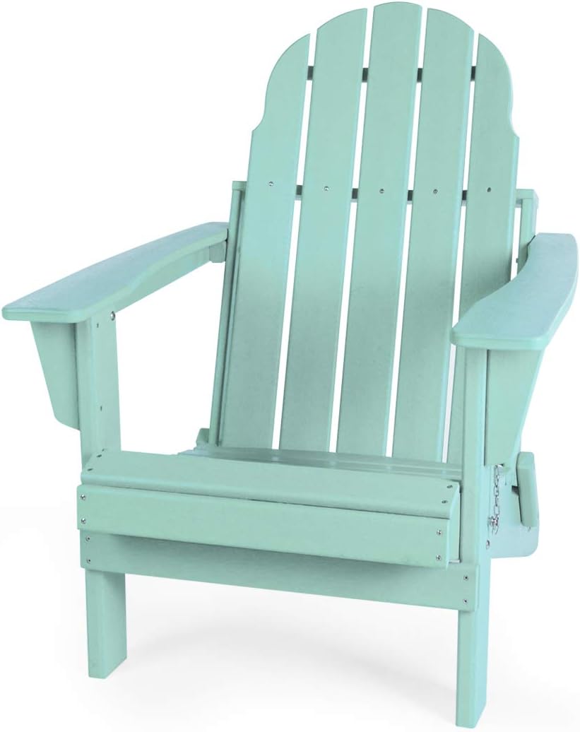 Gettati Foldable HDPE Plastic/Resin Classic Outdoor Adirondack Chair for Patio Deck Garden Backyard & Lawn Furniture (Mint Green)
