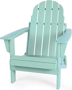 Gettati Foldable HDPE Plastic/Resin Classic Outdoor Adirondack Chair for Patio Deck Garden Backyard & Lawn Furniture (Mint Green)