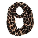 Women's Leopard Print Infinity Scarf - Warm Lightweight Acrylic Cheetah Loop Circle Scarves for Ladies and Girls