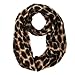 Women's Leopard Print Infinity Scarf - Warm Lightweight Acrylic Cheetah Loop Circle Scarves for Ladies and Girls