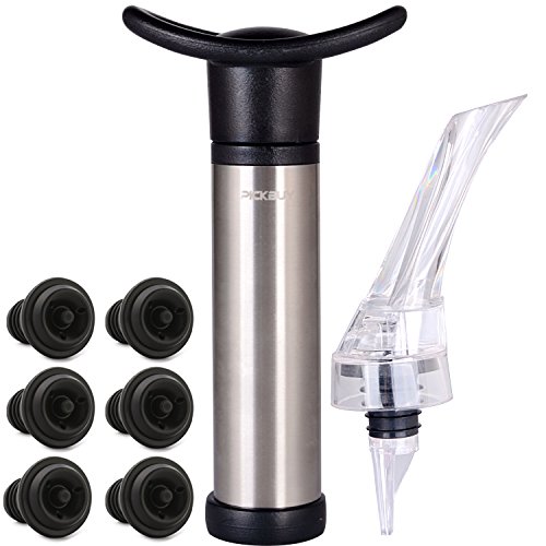 [Upgraded Version] Wine Saver Vacuum Pump Preserver and Decanter from PickBuy with 6 Valve Air Bottle Stoppers, Best Quality, Perfect Gift, To Save your Wine Fresh