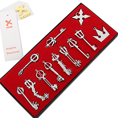 XCOSER Kingdom Hearts Keyblade Sora Weapon Keychain Pendant for Collection Silver 12pcs