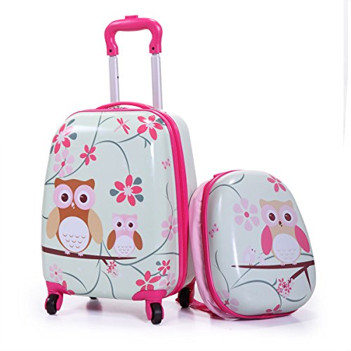 Tobbi 2PcKids Carry On Luggage and Backpack Upright Hard Side Hard Shell Suitcase 12
