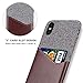 Lopie [Sea Island Cotton Series] Slim Card Case Compatible for iPhone X/10 2017, Fabric Protection Cover with Leather Card Holder Slot Design, Dark Brown