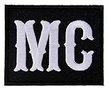 MC - White Text on Black Motorcycle Club Member Biker Jacket Vest Patch