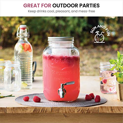 1-Gallon-Glass-Beverage-Dispenser-with-188-Stainless-Steel-Spigot-100Leak-Proof-Wide-Mouth-Easy-Filling-Drink-Dispenser-with-Ice-Cylinder-Keeps-Beverage-Cold-For-Outdoor-Parties-and-Daily-Use