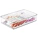 mDesign Stackable Kitchen Pantry Cabinet or Refrigerator Storage Organizers, Attached Hinged Lids - Compact Bins for Pantry, Refrigerator, Freezer - BPA Free, Food Safe - Clear