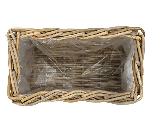 Dehner Rattan Pflanzkasten, ca. 30 x 15 x 15 cm, Rattangeflecht, grau/braun – Bild 3