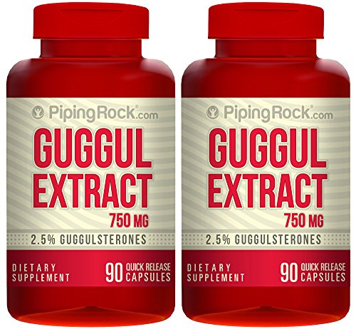 Piping Rock Guggul Extract 2.5% Guggulsterones 750 mg 2 Bottles x 90 Capsules Dietary Supplement Piping Rock Guggul Extract 2.5% Guggulsterones 750 mg 2 Bottles x 90 Capsules Dietary Supplement