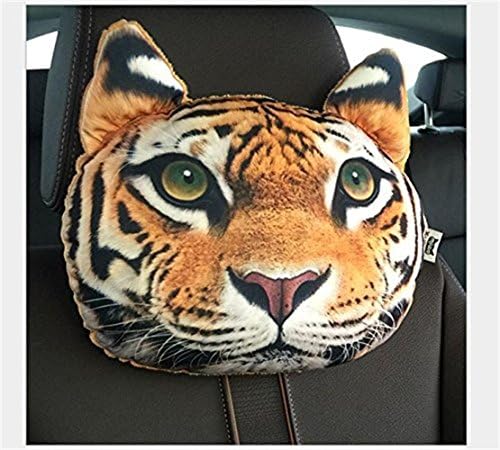KOSBON Cute Animal 3D Dog Car Neck Pillow Lovely Auto Neck Rest Cushion Headrest Pillow Pad (Tiger)