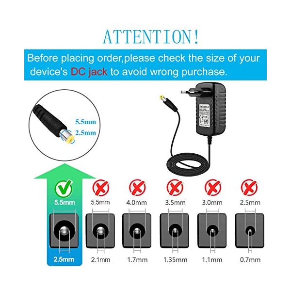 EFISH DC 12V 2A 24W Netzteil,Netzstecker für 12V kleine elektronische Geräte,CCTV-Kamera,WLAN-Router,Hub,LED-Streifen,Telekom,Speedport,Scanner,Schalter,Türklingel+7 Verschiedene DC-Stecker – Bild 3