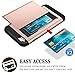 SAMONPOW Wallet Case for iPhone 7 Case with Card Holder Dual Layer Hybrid Shell Heavy Duty Protection Shockproof Anti Scratch Soft Rubber Cover Case for iPhone 7 4.7 inch Rose Gold