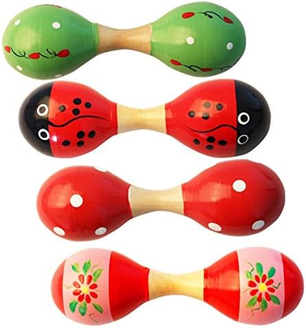 Amazon 木製マラカス ダブルヘッド ラトルシェイカー パーカッション 楽器 パーティー 記念品 子供 赤ちゃんのおもちゃ 4個セット アソートカラーとデザイン パーティーグッズ おもちゃ