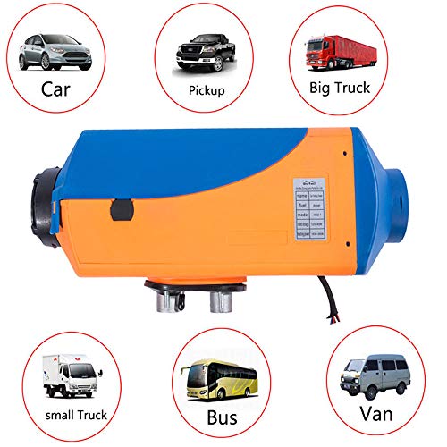 DOMINTY New 24V Air Diesel Fuel Heater 5KW Vehicle Heater LCD Monitor Silencer 5000W for Trucks Boats Bus Cars Motor-Homesvans Caravans RV's Camping Trailers Orange