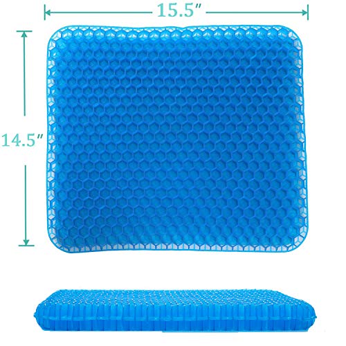 SESEAT Car Seat Cushion Gel Office Chair Cushion with Non Slip Cover, Gel Seat Cushion Double Design for Relieving Sciatica and Coccyx Pain