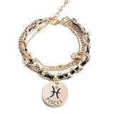 Jewelry Womens Link Bracelet, Constellation Zodiac Sign Logo Charms, Adjustable Size Bangle