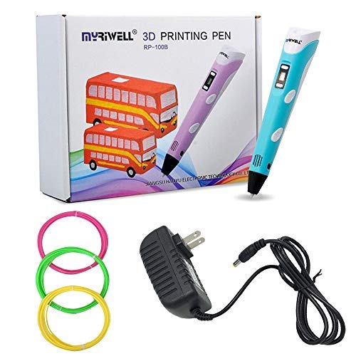 3D Pen with LCD Screen, Myriwell 3D Printing Pen with 1.75mm PLA Filament Pack of 3 Different Colors - //coolthings.us