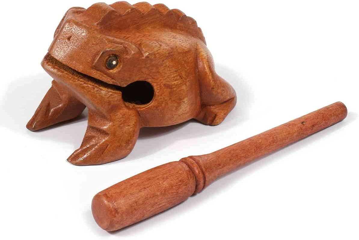Amazon Co Jp 木製 カエル ミニ ギロ ドラム パーカッション 打楽器 楽器 かえる 鳴き声 縁起物 ホビー