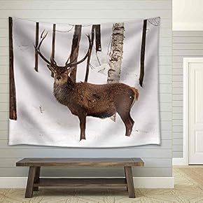 Elk in The Woods - Fabric Wall Tapestry Home Decor - 51x60 inches
