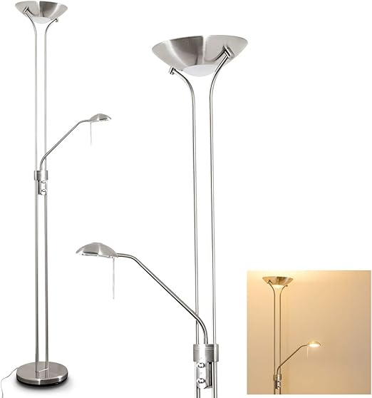 lampara de pie led de metal rom con brazo de lectura