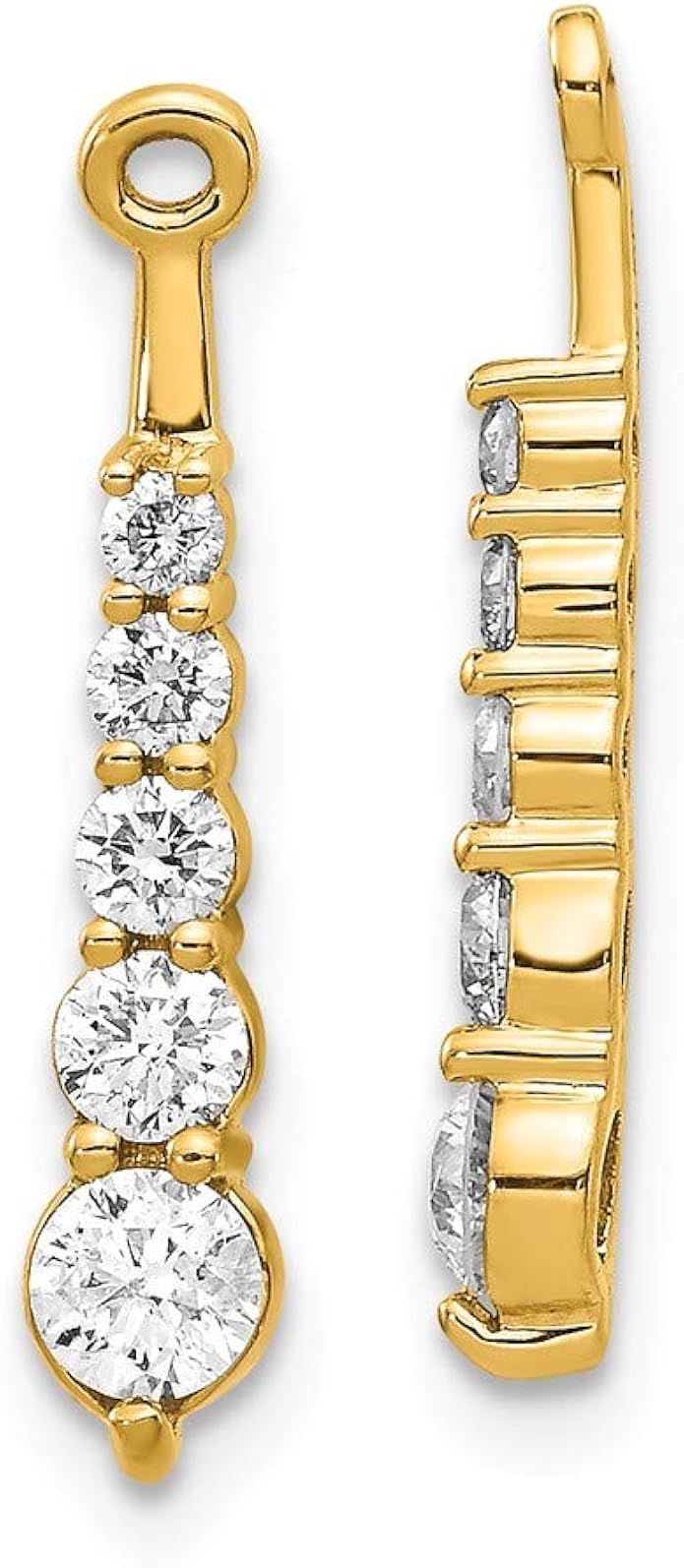 14K Yellow Gold AA Diamond Earring Jackets Jewelry