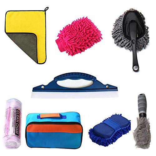 Car Cleaning Tools Kit Vehicle Tire Brush Wash Mitt Sponge Wax Applicator Microfiber Cloths Window Water Blade Brush Automotive Care Towel Sponge Rag - Thumbnail 6