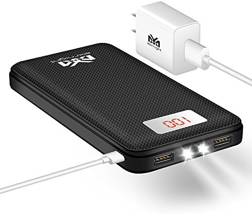 Portable Charger 20000mAh exmight External Battery Charger and 2A Wall Charger, Fast Charging Speed Portable Phone Charger for iPad, Samsung Galaxy, Tablet and More (black)