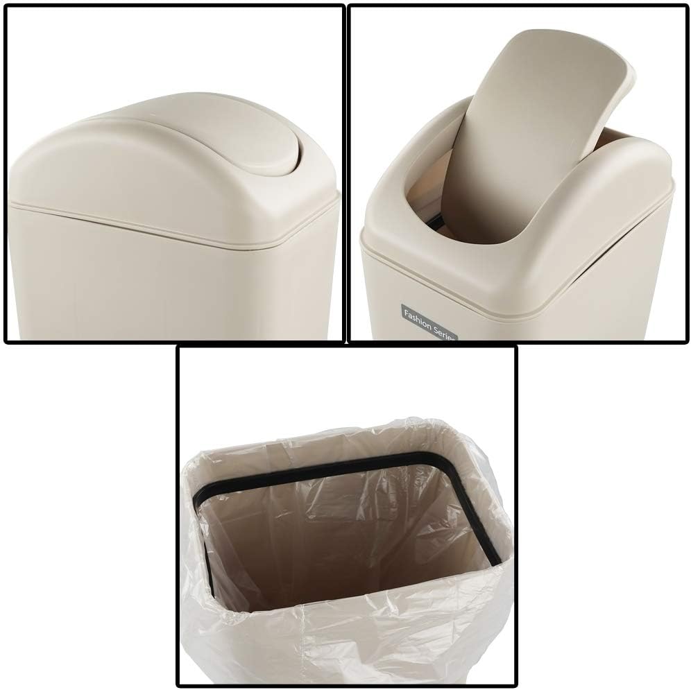 Obston Slim Plastic Trash Can for Narrow Spaces at Home or Office, Khaki: Industrial & Scientific