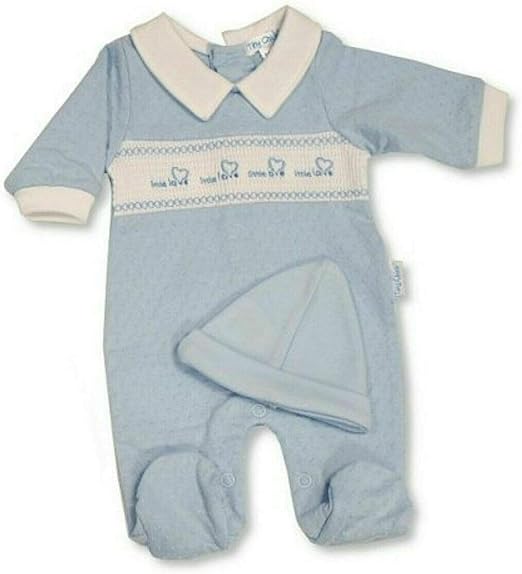 with Tags. Baby Boys Premature prem Preemie Tiny Sleepsuit & hat Baby
