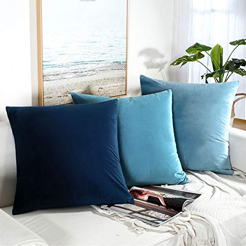 JUSPURBET Pack of 2,Velvet Decorative Throw Pillows Covers Cases for Couch Bed Sofa,Soild Color Soft Pillowcases,26x26 Inches,Navy Blue - Thumbnail 3