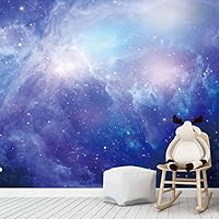 Wall Mural Stars and Moon in Night Sky Removable Self-Adhesive Wallpaper Wall Decoration for Bedroom Living Room - 66x96 inches