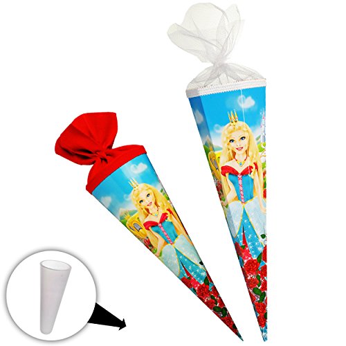 alles-meine.de GmbH 10 Stück 3-D Glitzer Effekt ! Schultüten - Märchen Prinzessin & Rosenranke - 50 cm - 6-eckig - incl… – Bild 4