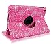 Cellularvilla Compatible with Apple iPad Air Case - 360 Degree Rotating Pink Glitter Pu Leather Flip Folio Multi-Angle Stand Smart Case Cover with Auto Sleep / Wake for iPad Air / iPad 5 (5th Gen)