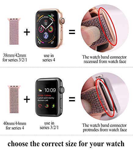 Yunsea Compatible for Apple Watch Band 44mm, Soft Nylon Sport Loop, with Hook and Loop Fastener, Band Compatible for iwatch Series 4 (44mm, Electric Pink) - Thumbnail 5